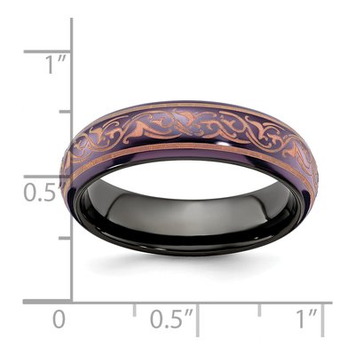 Titanium 6mm Black Domed Copper-Tone Wedding Band – view 5