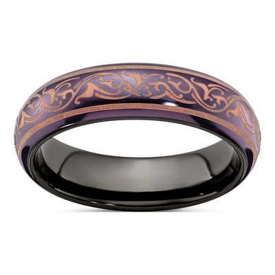 Titanium 6mm Black Domed Copper-Tone Wedding Band