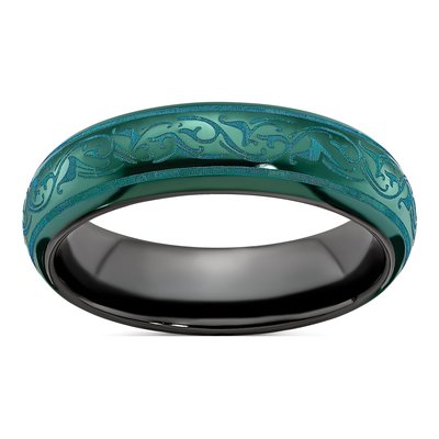 Titanium 6mm Black Teal Anodized Wedding Band