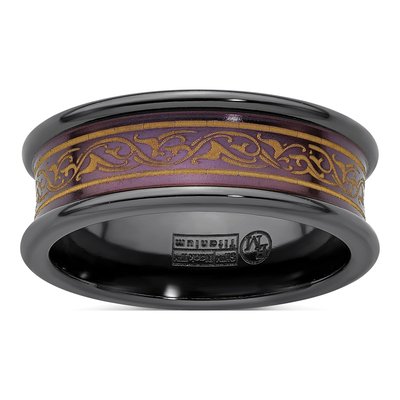 Titanium 8mm Black Concave Wedding Band