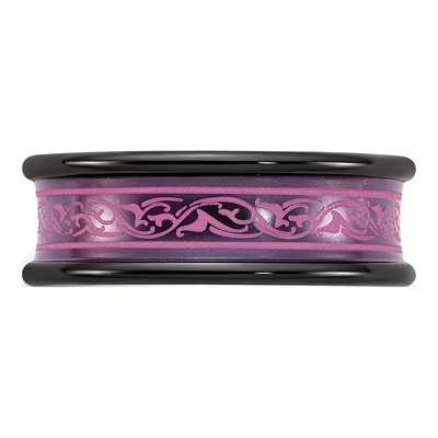 Titanium 8mm Black Pink Anodized Wedding Band – view 4