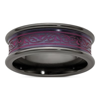 Titanium 8mm Black Pink Anodized Wedding Band