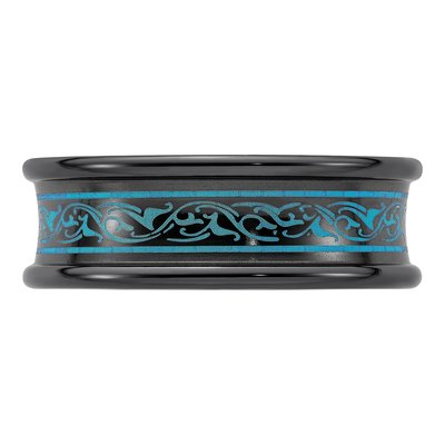 Titanium 8mm Black Teal Laser Wedding Band – view 4