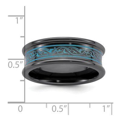 Titanium 8mm Black Teal Laser Wedding Band – view 6