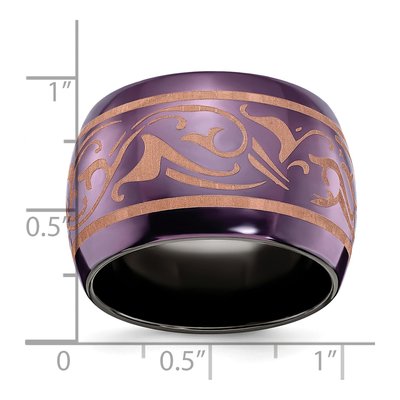 Titanium 16mm Black Domed Copper Wedding Band – view 5
