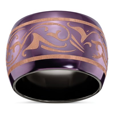 Titanium 16mm Black Domed Copper Wedding Band