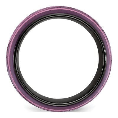 Titanium 16mm Black Pink Domed Wedding Band – view 2