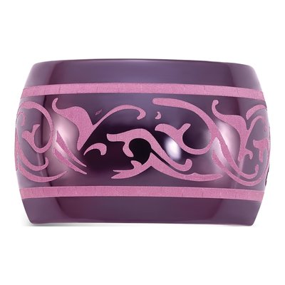 Titanium 16mm Black Pink Domed Wedding Band – view 3