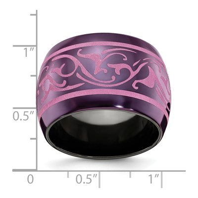 Titanium 16mm Black Pink Domed Wedding Band – view 5