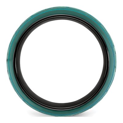 Titanium 16mm Black Teal Domed Wedding Band – view 2