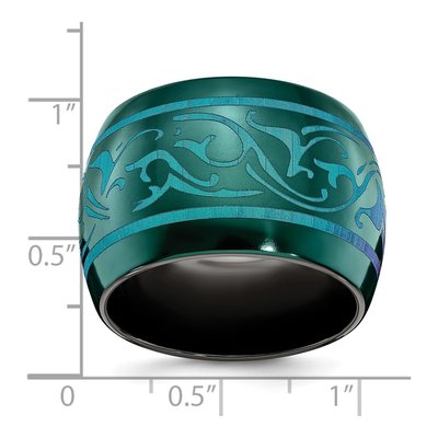 Titanium 16mm Black Teal Domed Wedding Band – view 5