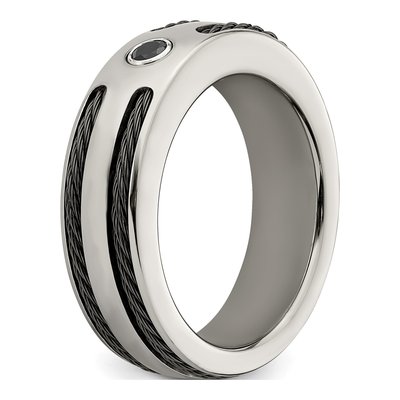 Men's Titanium Black Spinel Wedding Band – view 8