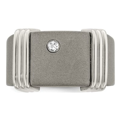 Men's Titanium 1/20 ct tw Diamond Signet Ring – view 4