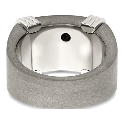 Men's Titanium 1/20 ct tw Diamond Signet Ring – view 7