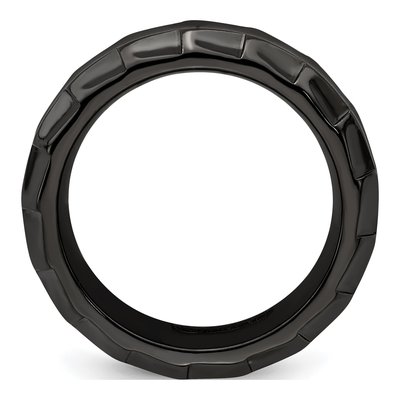 Men's Titanium 8mm Black Faceted Wedding Band – view 2
