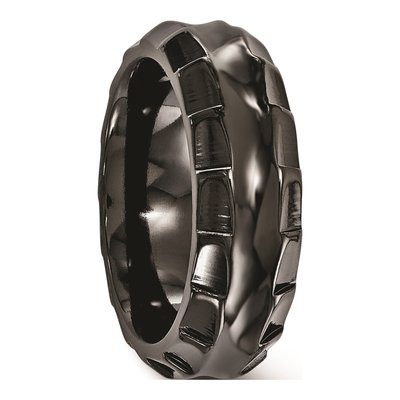Men's Titanium 8mm Black Faceted Wedding Band – view 5