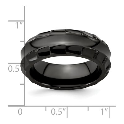 Men's Titanium 8mm Black Faceted Wedding Band – view 8
