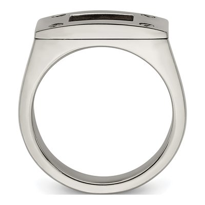 Men's Titanium 10mm Brown Leather Wedding Band – view 2