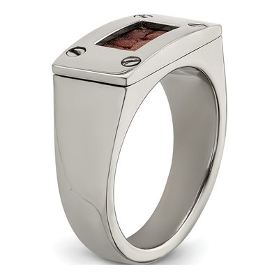 Men's Titanium 10mm Brown Leather Wedding Band – view 8