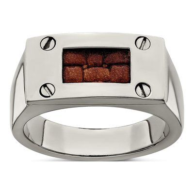 Men's Titanium 10mm Brown Leather Wedding Band