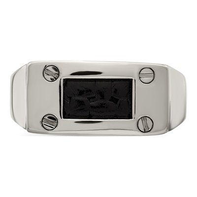 Titanium 10mm Black Leather Wedding Band – view 4