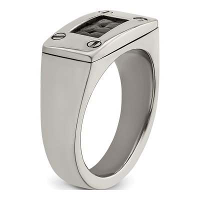 Titanium 10mm Black Leather Wedding Band – view 8