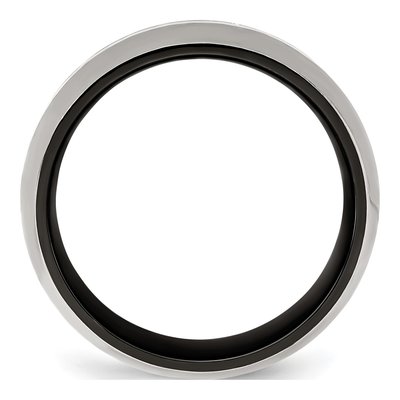 Titanium & Sterling Silver 9mm Black Wedding Band – view 3