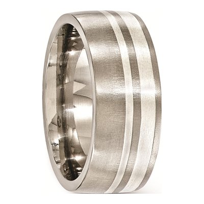 Men's Titanium & Sterling Silver 9mm Wedding Band – view 6