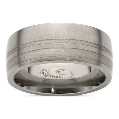 Men's Titanium & Sterling Silver 9mm Wedding Band