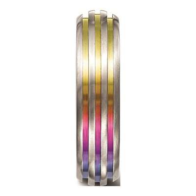 Titanium 6mm Multi-Color Grooved Wedding Band – view 3