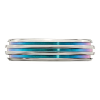 Titanium 6mm Multi-Color Grooved Wedding Band – view 4