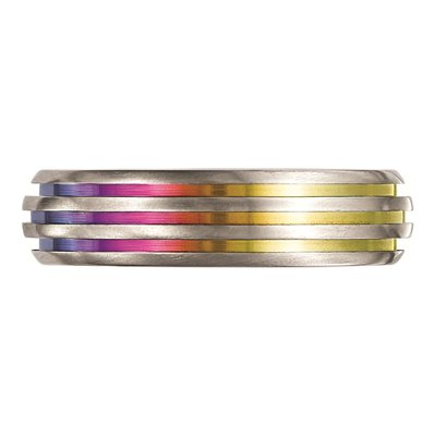Titanium 6mm Multi-Color Grooved Wedding Band – view 5