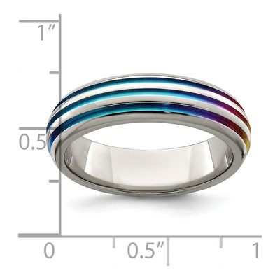 Titanium 6mm Multi-Color Grooved Wedding Band – view 8