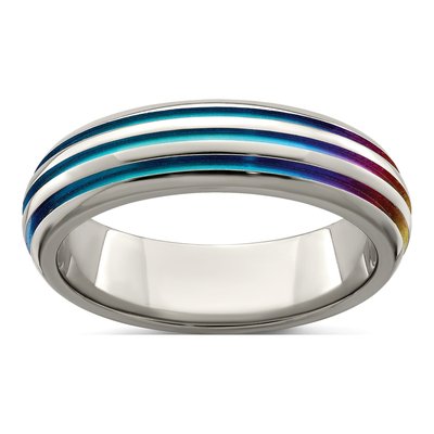 Titanium 6mm Multi-Color Grooved Wedding Band