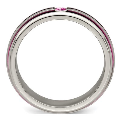 Titanium 6mm Pink Sapphire Wedding Band – view 2