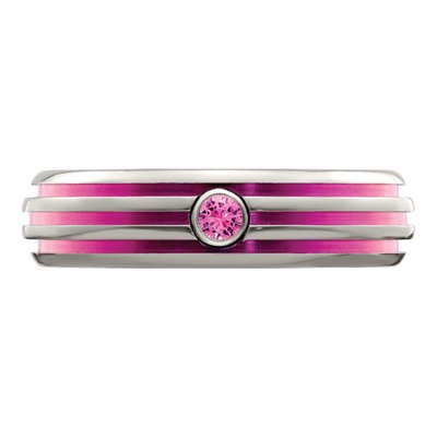 Titanium 6mm Pink Sapphire Wedding Band – view 4