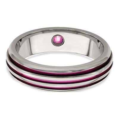 Titanium 6mm Pink Sapphire Wedding Band – view 5