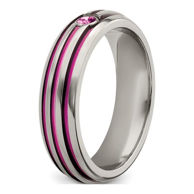 Titanium 6mm Pink Sapphire Wedding Band – view 6