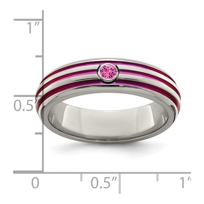 Titanium 6mm Pink Sapphire Wedding Band – view 8