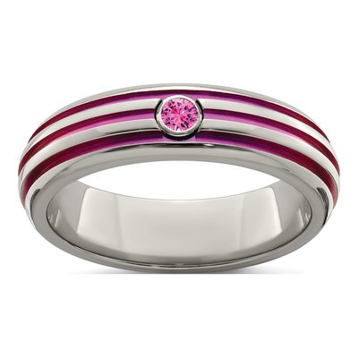 Titanium 6mm Pink Sapphire Wedding Band