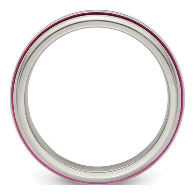 Titanium 6mm Pink Anodized Grooved Wedding Band – view 3
