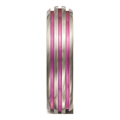 Titanium 6mm Pink Anodized Grooved Wedding Band – view 4
