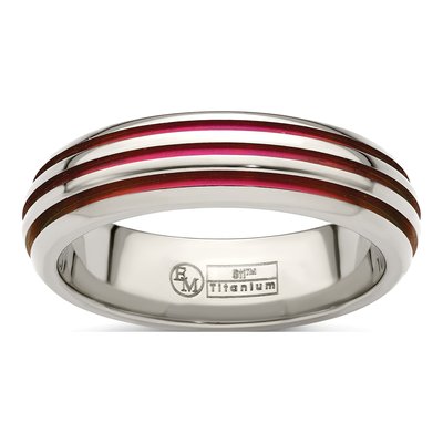 Titanium 6mm Pink Anodized Grooved Wedding Band