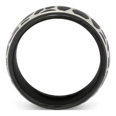 Titanium & Sterling Silver 10mm Black Cobblestone Wedding Band – view 2