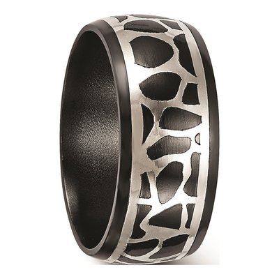 Titanium & Sterling Silver 10mm Black Cobblestone Wedding Band – view 5