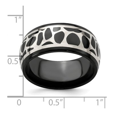 Titanium & Sterling Silver 10mm Black Cobblestone Wedding Band – view 7