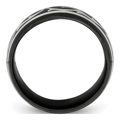 Titanium & Sterling Silver 10mm Black Thorn Wedding Band – view 2