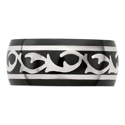 Titanium & Sterling Silver 10mm Black Thorn Wedding Band – view 3