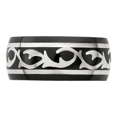 Titanium & Sterling Silver 10mm Black Thorn Wedding Band – view 4