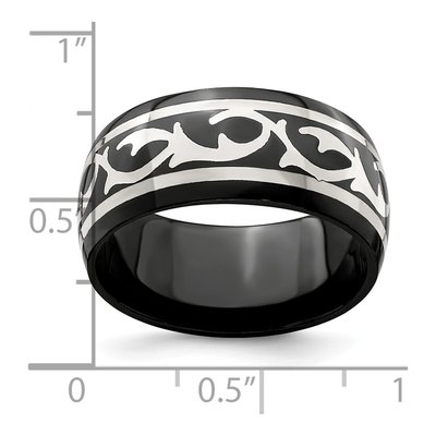 Titanium & Sterling Silver 10mm Black Thorn Wedding Band – view 7